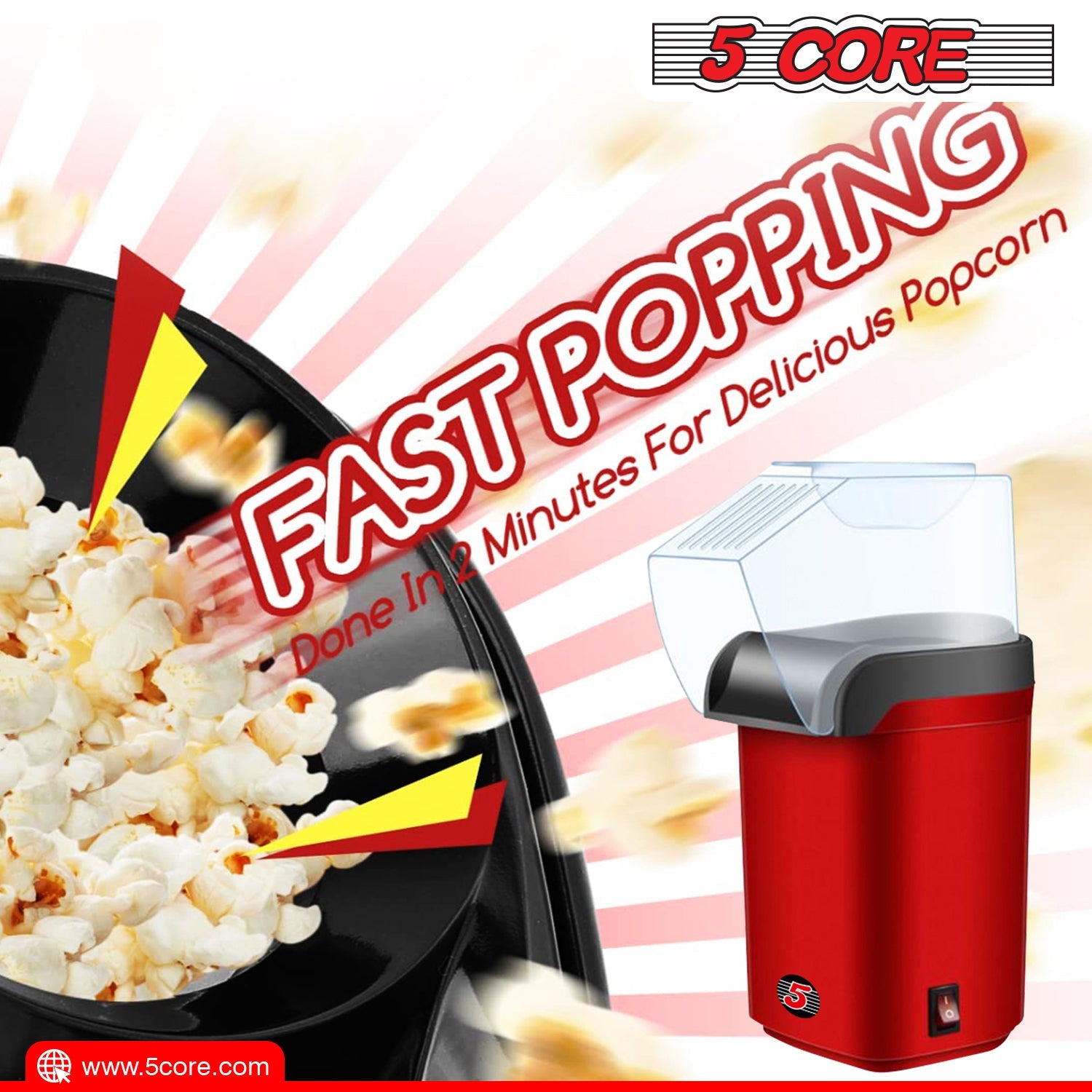 Popcorn Machine Hot Air Electric Popper Kernel Corn Maker - The Big Screen Store