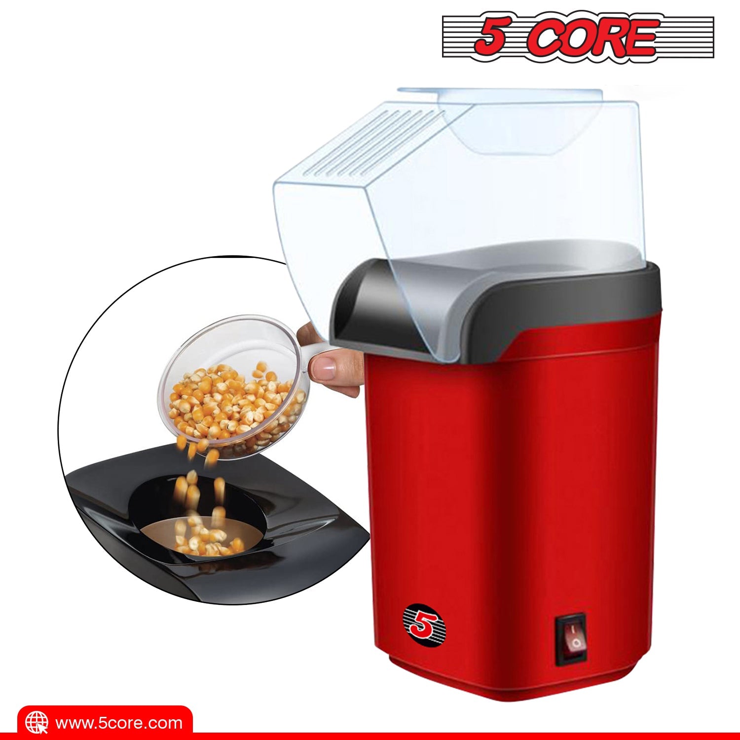 Popcorn Machine Hot Air Electric Popper Kernel Corn Maker - The Big Screen Store